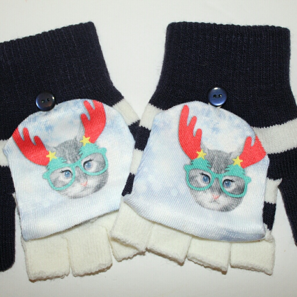 Women's cat fingerless gloves with covers